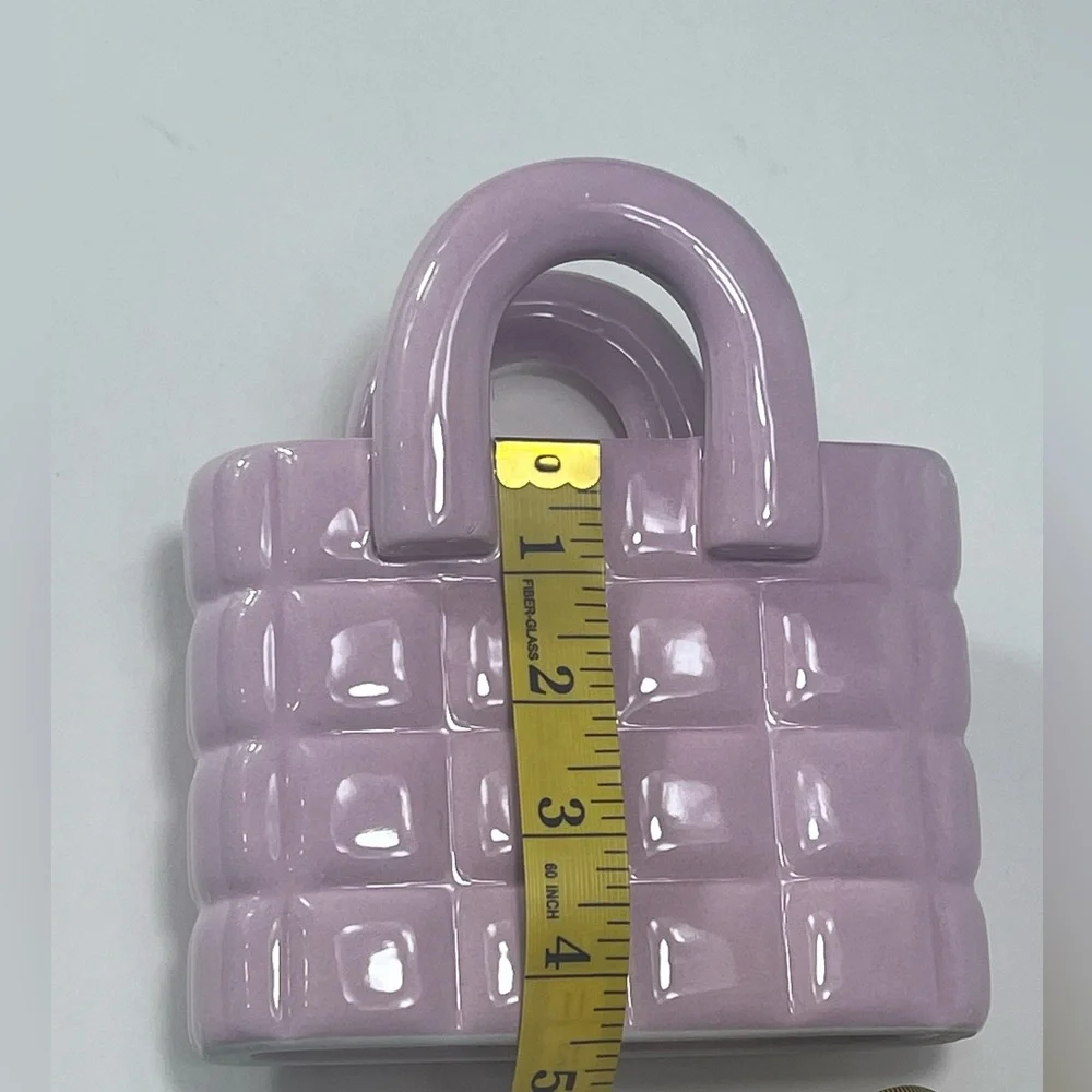 Charming Pink Ceramic Handbag Decor – Approx 6